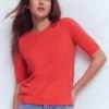 Eva Cashmere T-Shirt Fiery Orange Melange