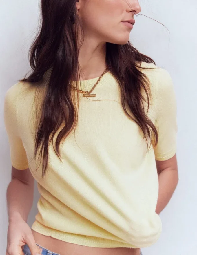 Eva Cashmere T-Shirt Sandstone Yellow
