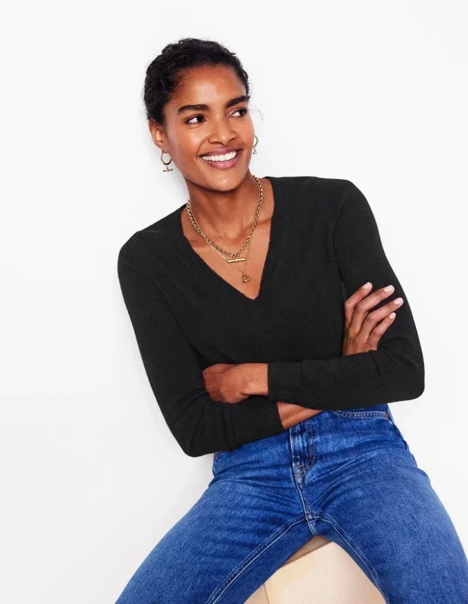 Eva Cashmere V-Neck Sweater Black Eva Cashmere V-Neck Sweater Black