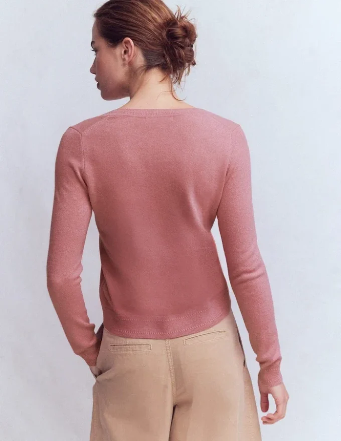 Eva Cashmere V-Neck Sweater Camelia Pink Eva Cashmere V-Neck Sweater Camelia Pink