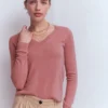 Eva Cashmere V-Neck Sweater Camelia Pink Eva Cashmere V-Neck Sweater Camelia Pink