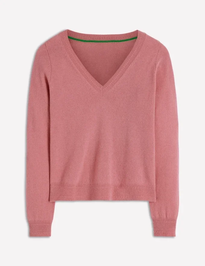 Eva Cashmere V-Neck Sweater Camelia Pink Eva Cashmere V-Neck Sweater Camelia Pink