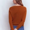 Eva Cashmere V-Neck Sweater Cognac Melange Eva Cashmere V-Neck Sweater Cognac Melange