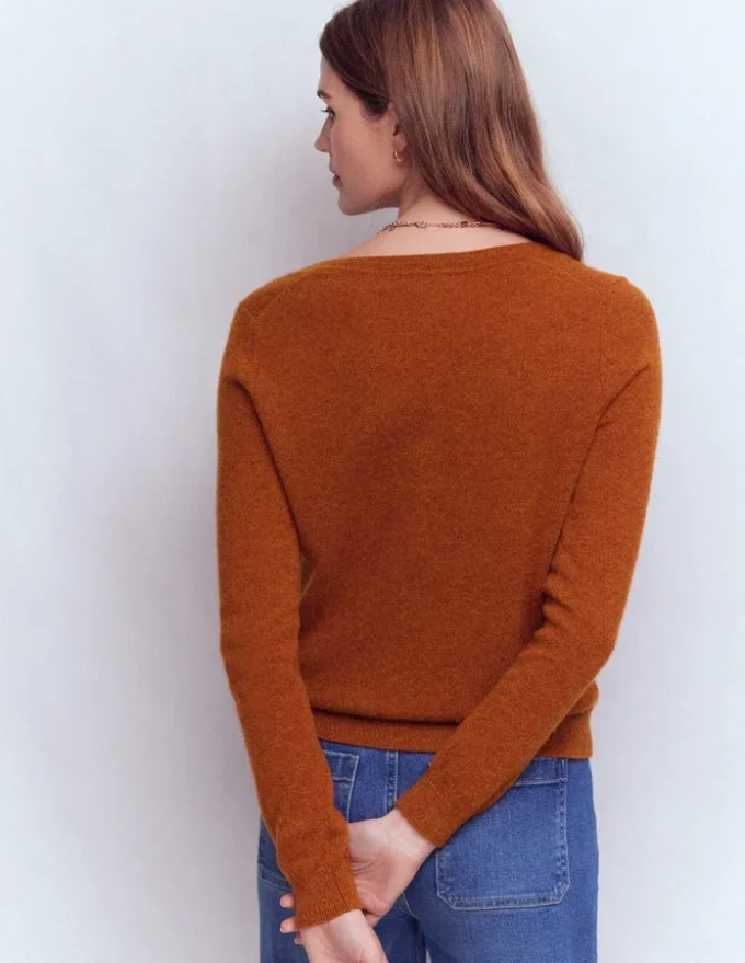 Eva Cashmere V-Neck Sweater Cognac Melange Eva Cashmere V-Neck Sweater Cognac Melange