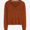 Eva Cashmere V-Neck Sweater Cognac Melange Eva Cashmere V-Neck Sweater Cognac Melange
