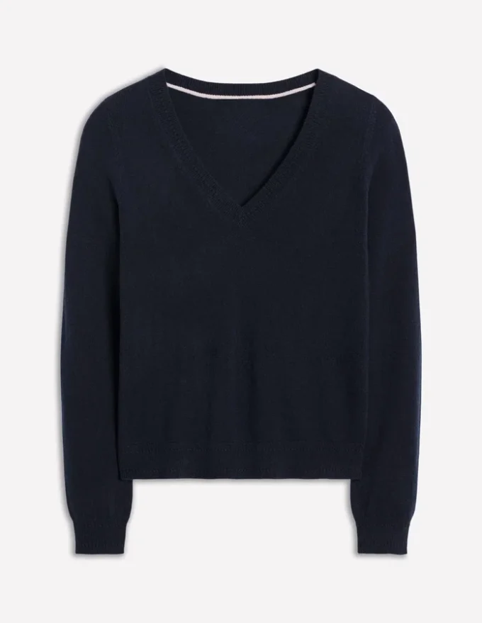 Eva Cashmere V-Neck Sweater Navy Eva Cashmere V-Neck Sweater Navy