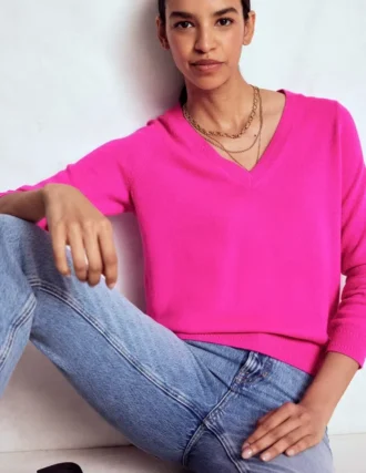 Eva Cashmere V-Neck Sweater Pop Pansy