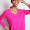 Eva Cashmere V-Neck Sweater Pop Pansy Eva Cashmere V-Neck Sweater Pop Pansy
