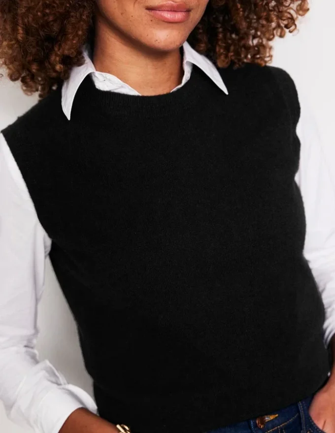 Eva Cashmere Vest Black Eva Cashmere Vest Black
