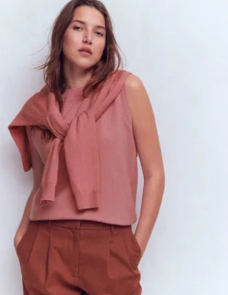 Eva Cashmere Vest Camelia Pink