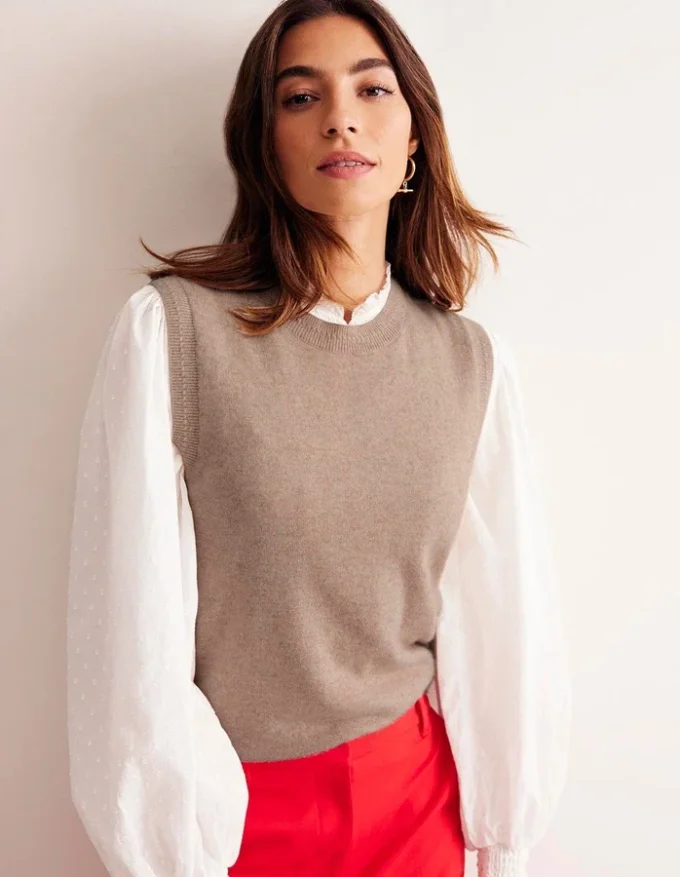 Eva Cashmere Vest Chinchilla Melange Eva Cashmere Vest Chinchilla Melange