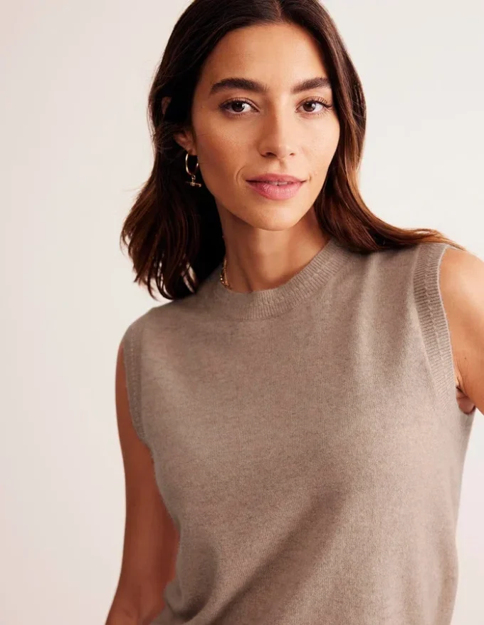 Eva Cashmere Vest Chinchilla Melange Eva Cashmere Vest Chinchilla Melange