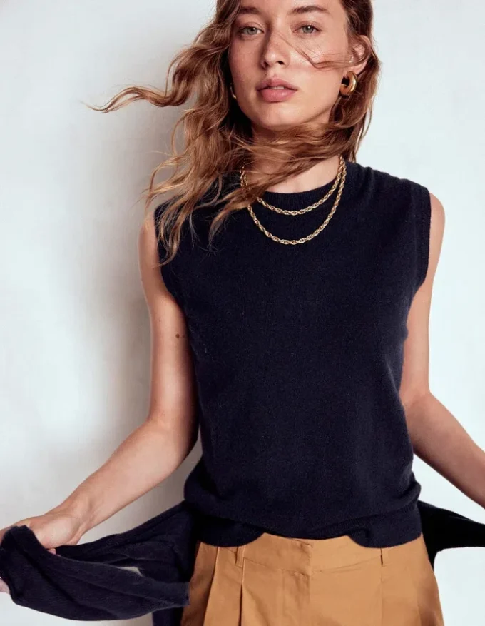 Eva Cashmere Vest Navy Eva Cashmere Vest Navy