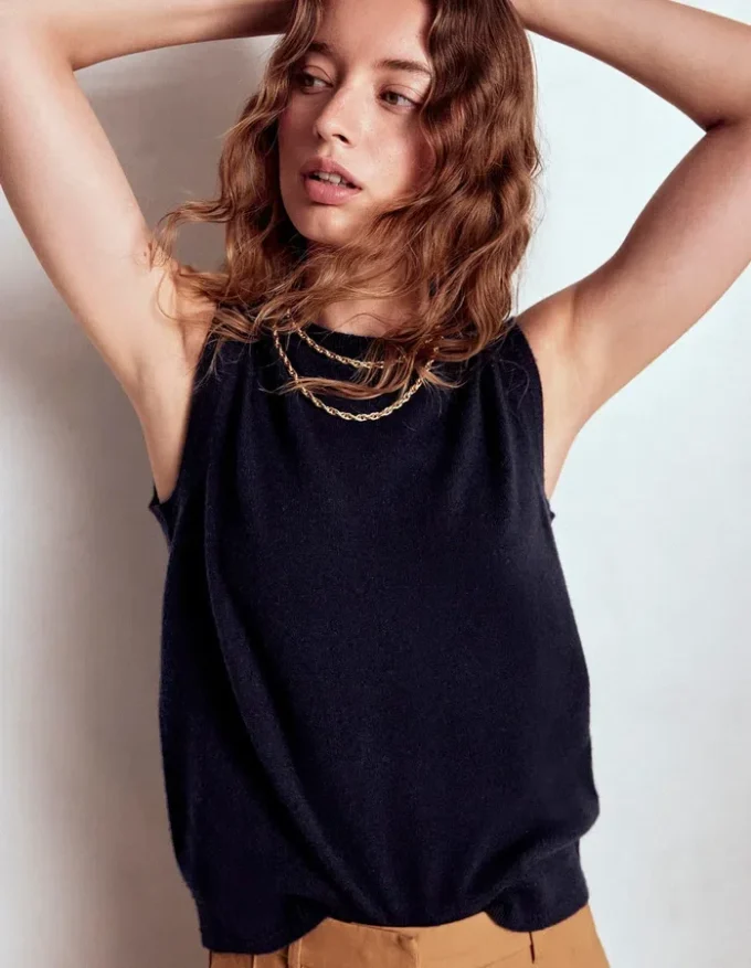 Eva Cashmere Vest Navy Eva Cashmere Vest Navy