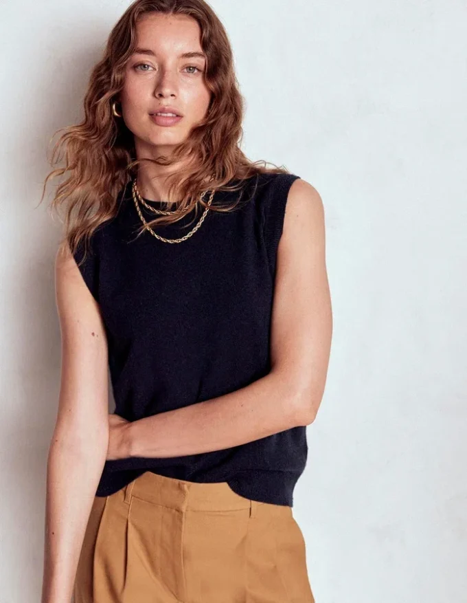 Eva Cashmere Vest Navy Eva Cashmere Vest Navy