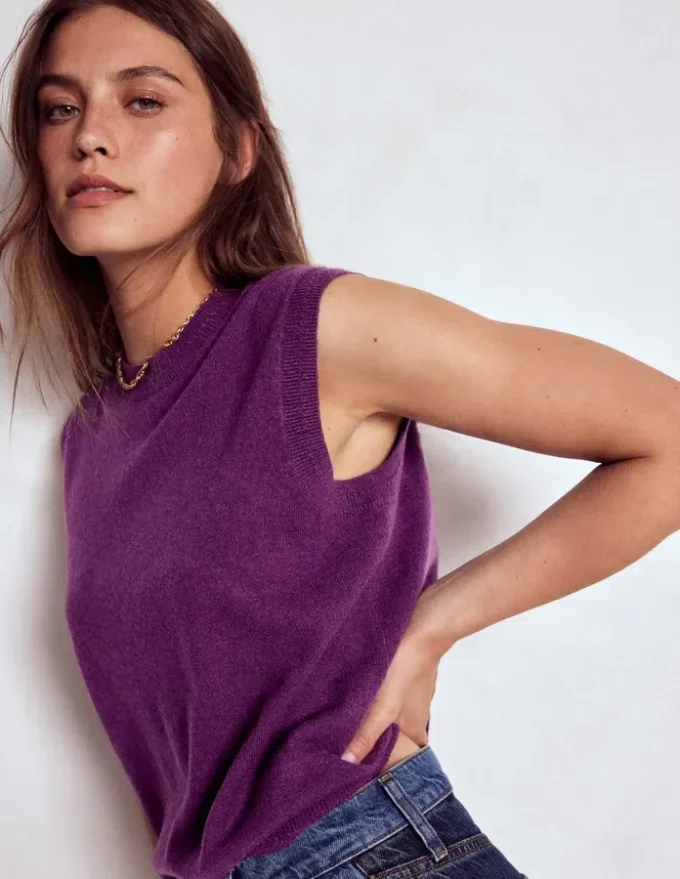 Eva Cashmere Vest Plum Melange Eva Cashmere Vest Plum Melange
