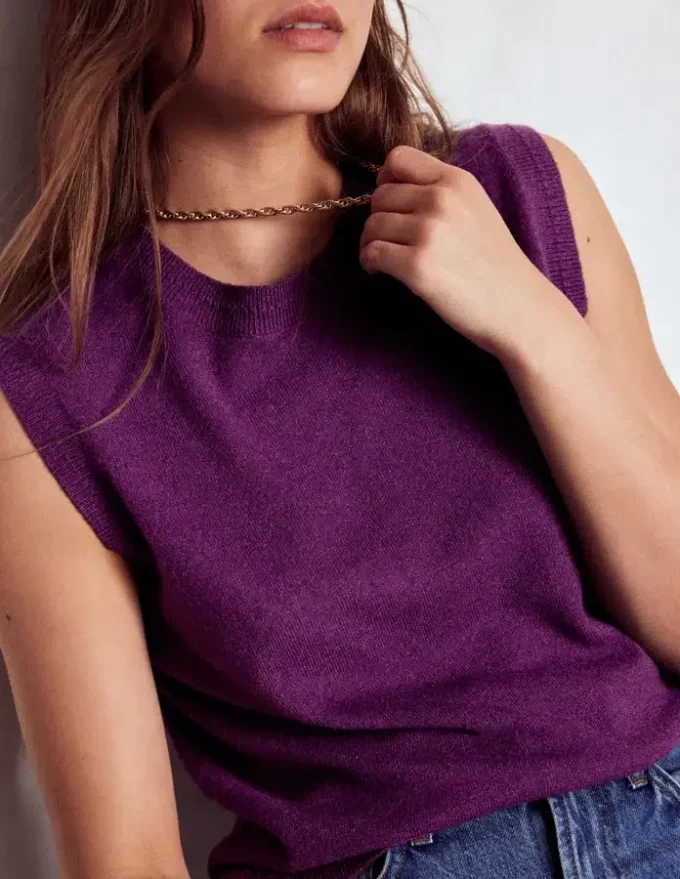 Eva Cashmere Vest Plum Melange Eva Cashmere Vest Plum Melange