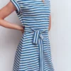 Eve Jersey Midi Dress Blue and Ivory Stripe Eve Jersey Midi Dress Blue and Ivory Stripe