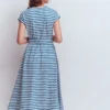 Eve Jersey Midi Dress Blue and Ivory Stripe Eve Jersey Midi Dress Blue and Ivory Stripe