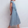 Eve Jersey Midi Dress Blue and Ivory Stripe Eve Jersey Midi Dress Blue and Ivory Stripe