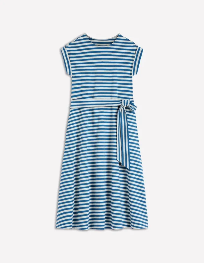 Eve Jersey Midi Dress Blue and Ivory Stripe Eve Jersey Midi Dress Blue and Ivory Stripe