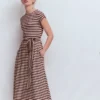 Eve Jersey Midi Dress Deep Wisteria, Ivory Stripe Eve Jersey Midi Dress Deep Wisteria, Ivory Stripe