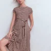 Eve Jersey Midi Dress Deep Wisteria, Ivory Stripe Eve Jersey Midi Dress Deep Wisteria, Ivory Stripe