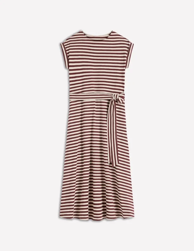 Eve Jersey Midi Dress Deep Wisteria, Ivory Stripe Eve Jersey Midi Dress Deep Wisteria, Ivory Stripe