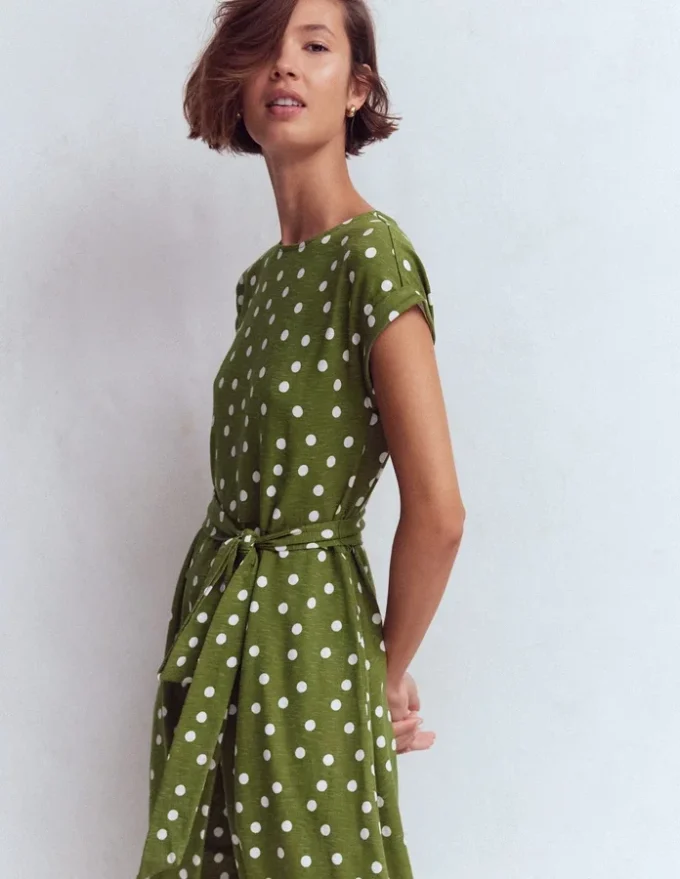 Eve Jersey Midi Dress Olive, Painted Dot Spaced Eve Jersey Midi Dress Olive, Painted Dot Spaced