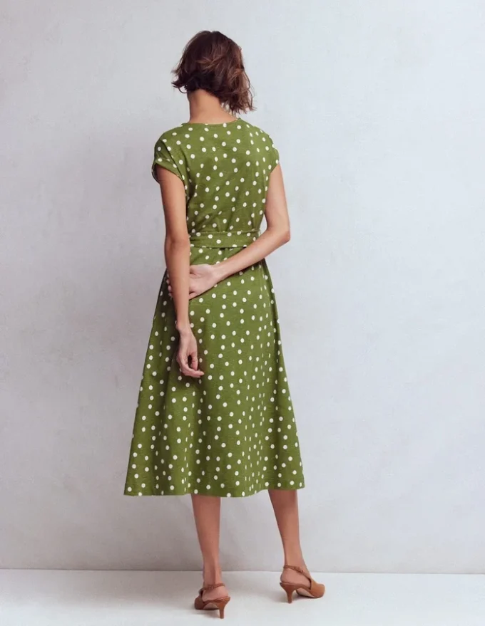 Eve Jersey Midi Dress Olive, Painted Dot Spaced Eve Jersey Midi Dress Olive, Painted Dot Spaced