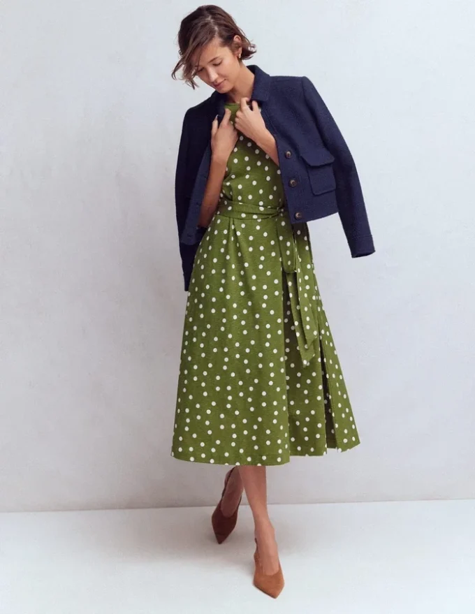 Eve Jersey Midi Dress Olive, Painted Dot Spaced Eve Jersey Midi Dress Olive, Painted Dot Spaced