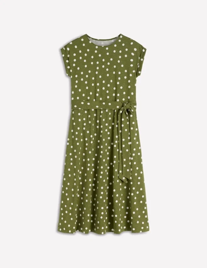 Eve Jersey Midi Dress Olive, Painted Dot Spaced Eve Jersey Midi Dress Olive, Painted Dot Spaced