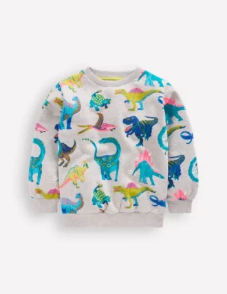 Everyday Printed Sweatshirt Grey Dinos
