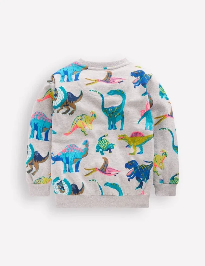 Everyday Printed Sweatshirt Grey Dinos