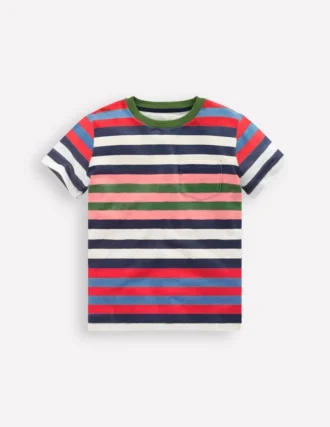 Everyday Short Sleeve T-Shirt Navy, Red and Blue Multistripe