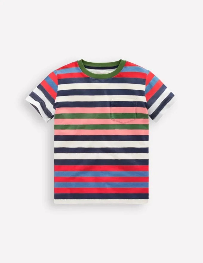 Everyday Short Sleeve T-Shirt Navy, Red and Blue Multistripe