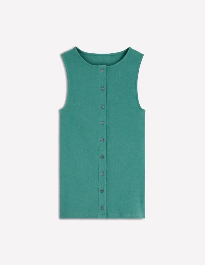 Evie Button Through Rib Vest Deep Sea Evie Button Through Rib Vest Deep Sea