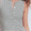 Evie Button Through Rib Vest Ivory, Navy Stripe Evie Button Through Rib Vest Ivory, Navy Stripe