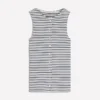 Evie Button Through Rib Vest Ivory, Navy Stripe Evie Button Through Rib Vest Ivory, Navy Stripe