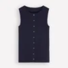 Evie Button Through Rib Vest Navy Evie Button Through Rib Vest Navy