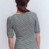Evie Ribbed Puff Sleeve Top Ivory, Navy Stripe Evie Ribbed Puff Sleeve Top Ivory, Navy Stripe