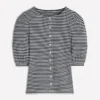 Evie Ribbed Puff Sleeve Top Ivory, Navy Stripe Evie Ribbed Puff Sleeve Top Ivory, Navy Stripe