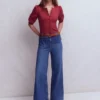 Evie Ribbed Puff Sleeve Top Terracotta Red Evie Ribbed Puff Sleeve Top Terracotta Red