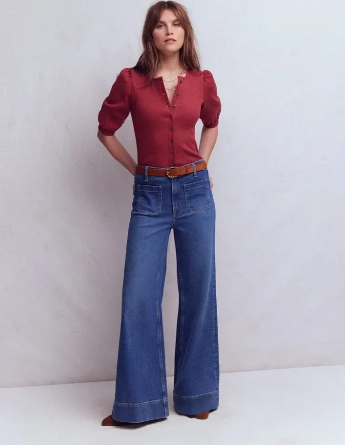 Evie Ribbed Puff Sleeve Top Terracotta Red Evie Ribbed Puff Sleeve Top Terracotta Red