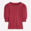 Evie Ribbed Puff Sleeve Top Terracotta Red Evie Ribbed Puff Sleeve Top Terracotta Red