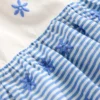 Fabric Mix Broderie Top Blue Ticking