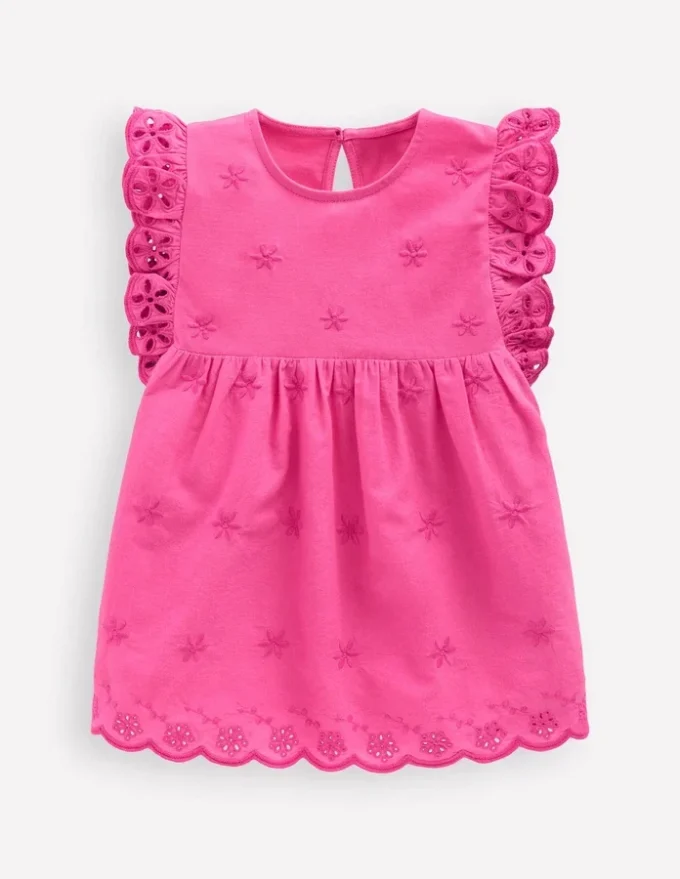 Fabric Mix Broderie Top Carmine Rose Fabric Mix Broderie Top Carmine Rose