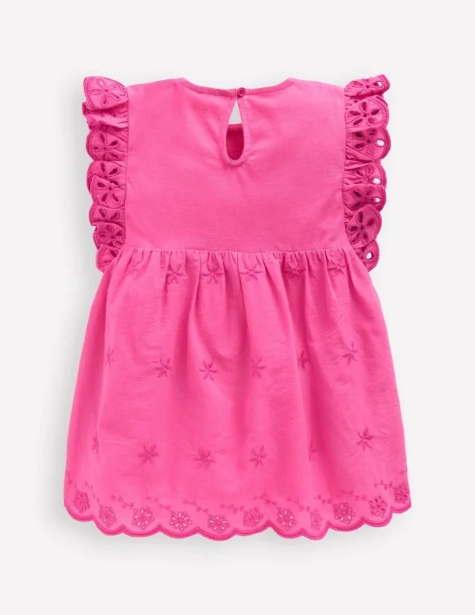 Fabric Mix Broderie Top Carmine Rose Fabric Mix Broderie Top Carmine Rose