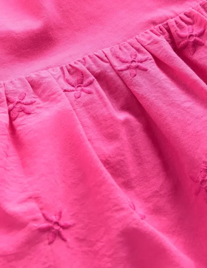 Fabric Mix Broderie Top Carmine Rose Fabric Mix Broderie Top Carmine Rose
