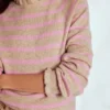 Fae Fair Isle Frilled Sweater Camel, Pink Stripe Fae Fair Isle Frilled Sweater Camel, Pink Stripe